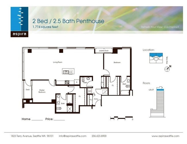 2 Bed 2 Bath -Penthouse (1,754 sq ft) floor plan